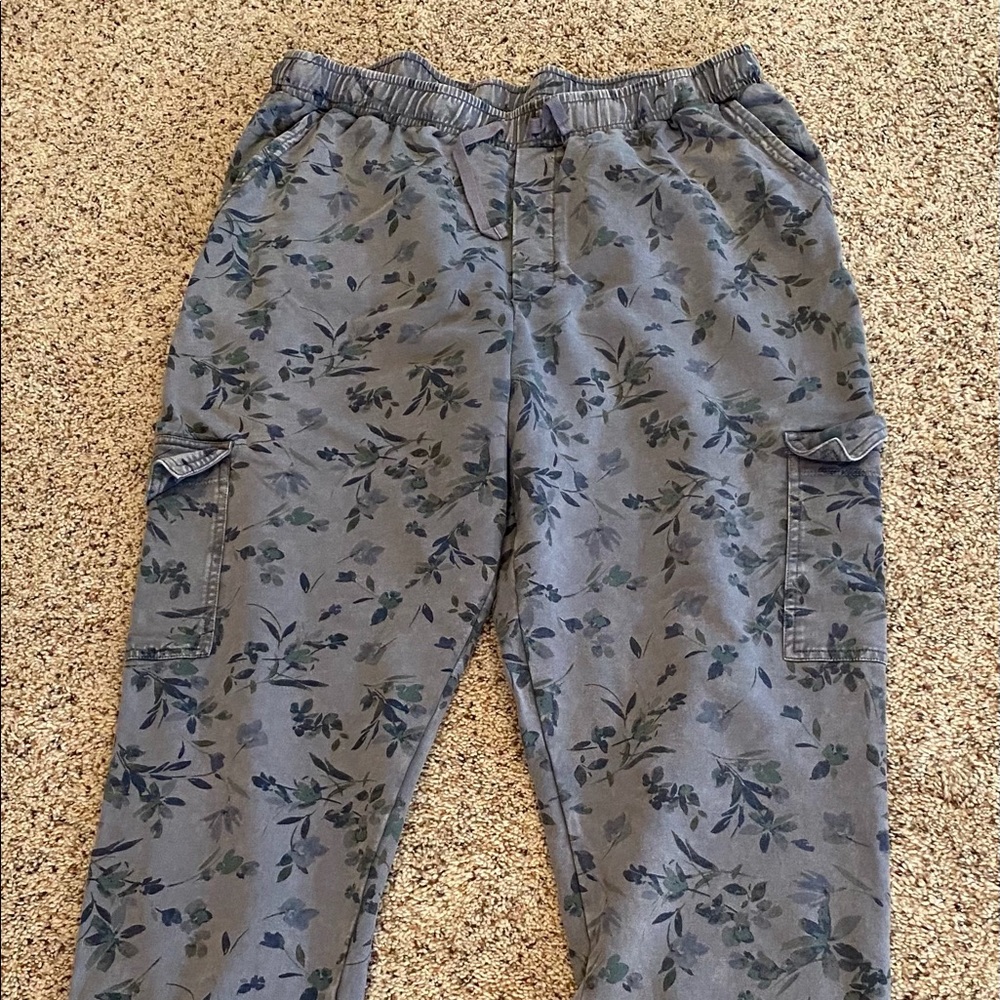 J. JILL relaxed knit cargo pants blue print